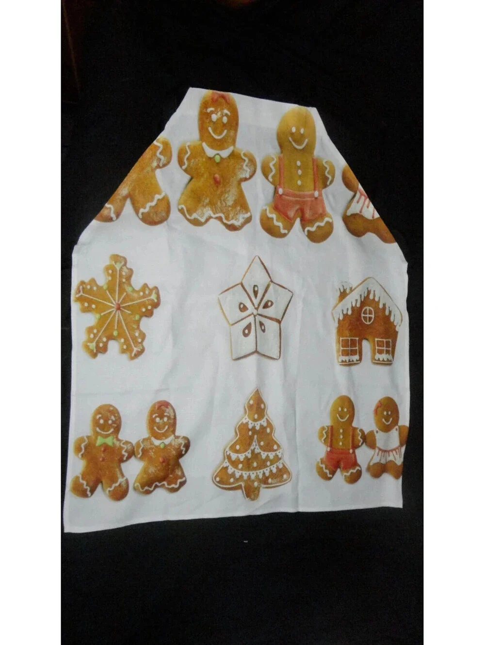 Gingerbread House Man Apron Cookies Christmas Tree White Tie Back *NWOT*
